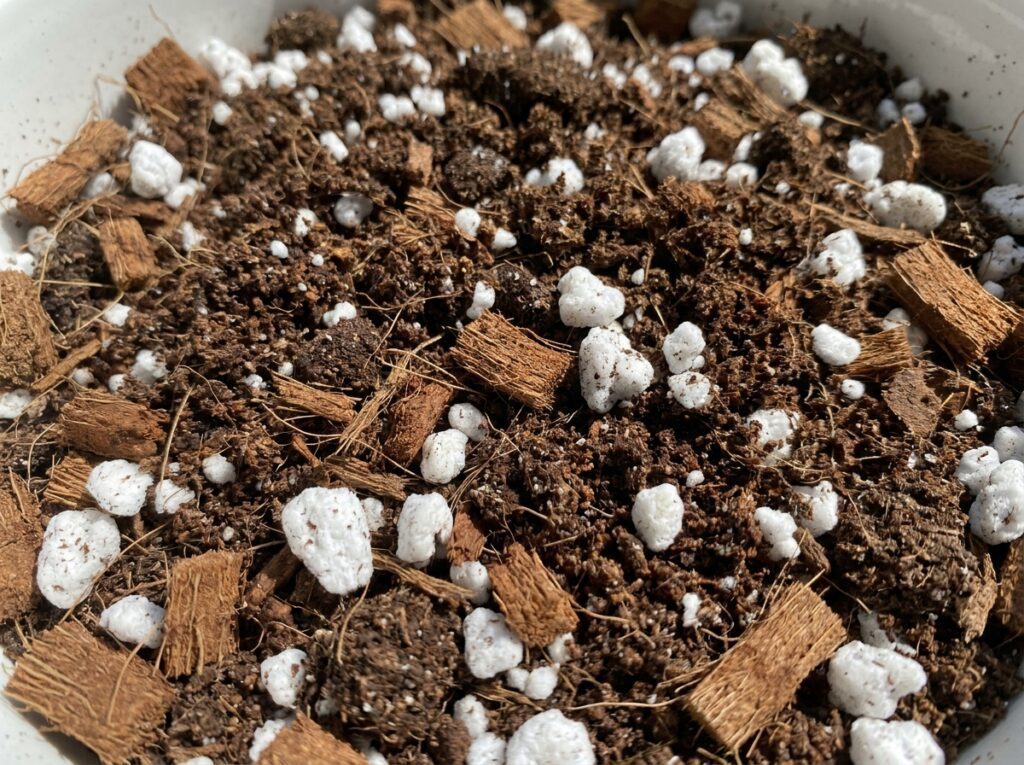 substrato leve com perlita para drenagem no cuidado de plantas tropicais