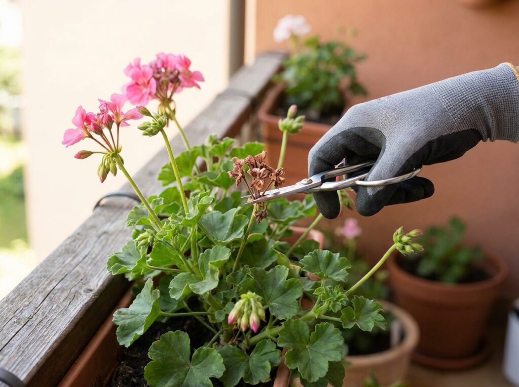 poda leve e remoção de flores secas em planta ornamental para manter plantas que florescem o ano todo