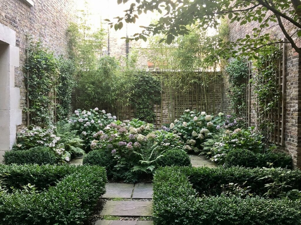 pequeno jardim com plantas ornamentais compactas organizadas em camadas para jardim pequeno