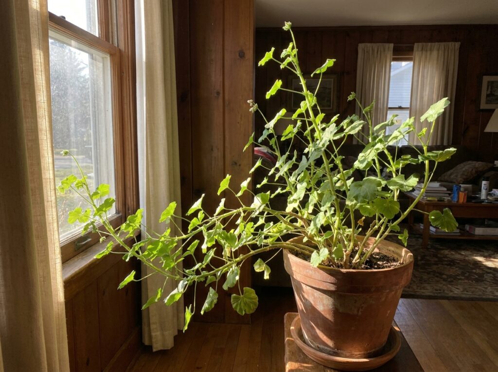 planta inclinada em direção à luz indicando falta de luminosidade
