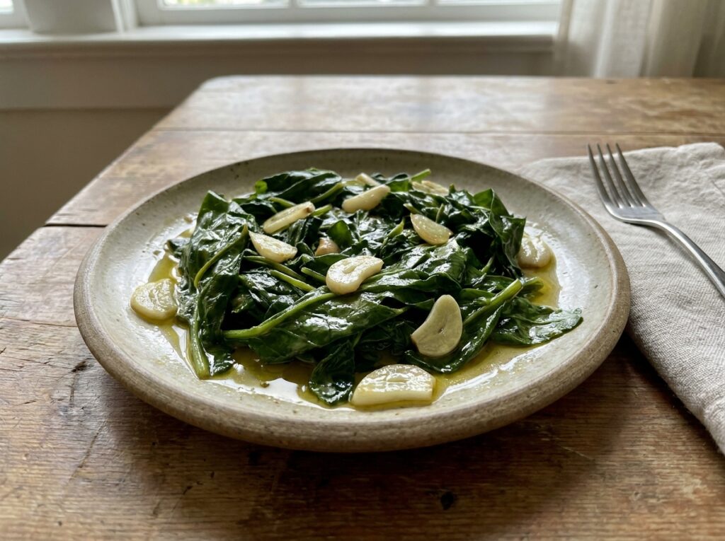 Prato com ora-pro-nóbis refogado mostrando forma prática de consumo da planta