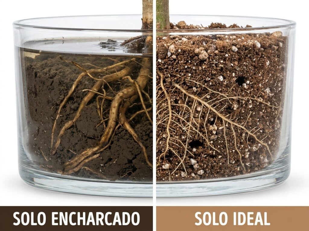 diferença entre solo encharcado e solo ideal para recuperar planta com folhas amarelas