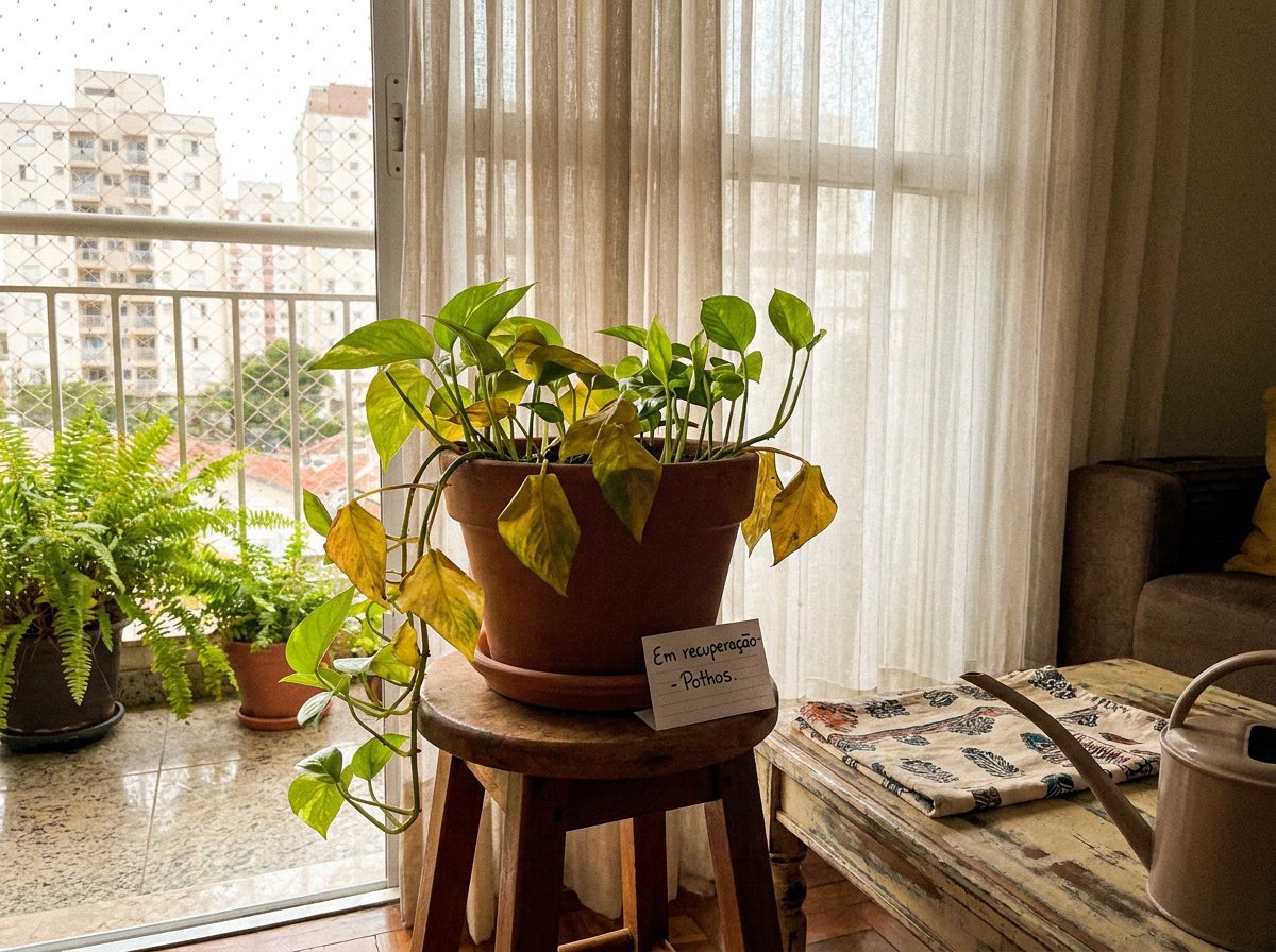 Planta Jiboia com Folhas Amarelas
